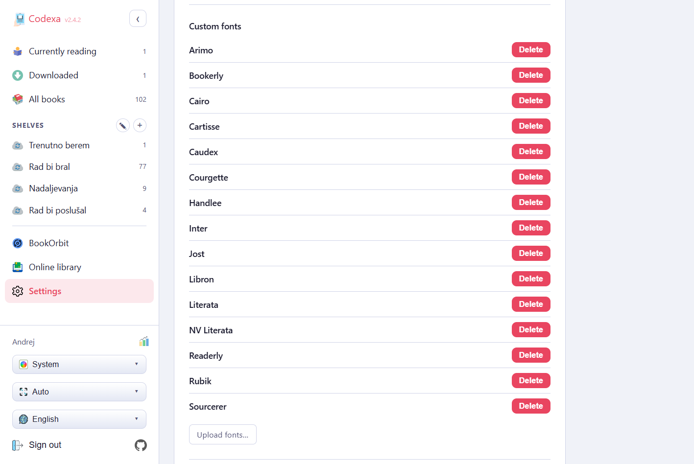 Admin settings