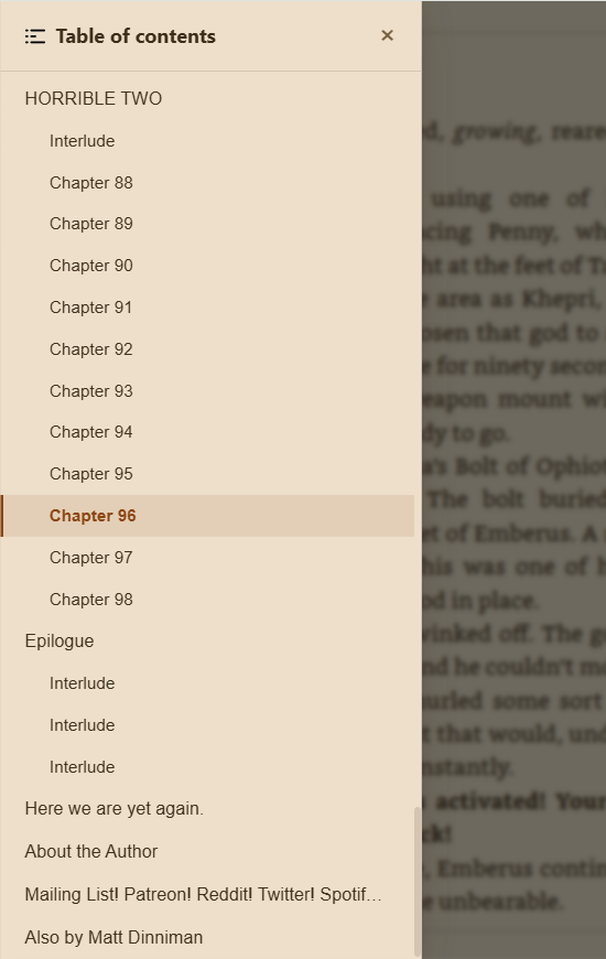 Table of contents sidebar