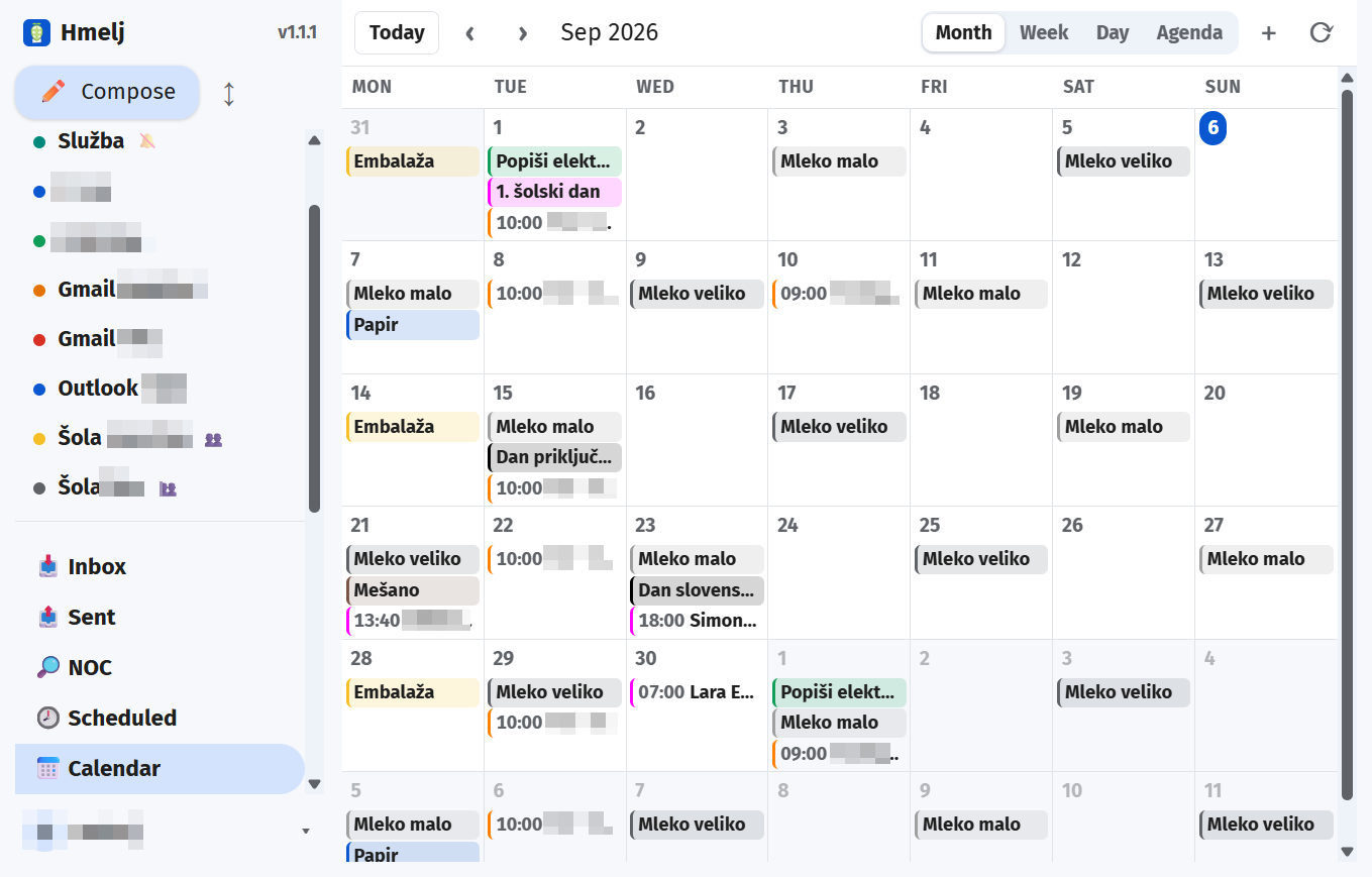 The month view